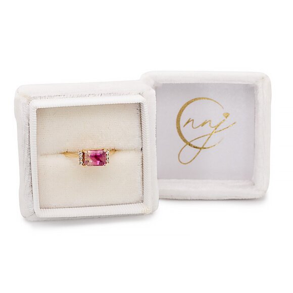 1.68cts Bi-Color Tourmaline Ring in Solid 14K Gold with Natural Diamond Accents - Picture 4 of 11